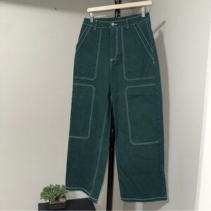 Baggy By DLYN Green/ White Stitch Denim Size M